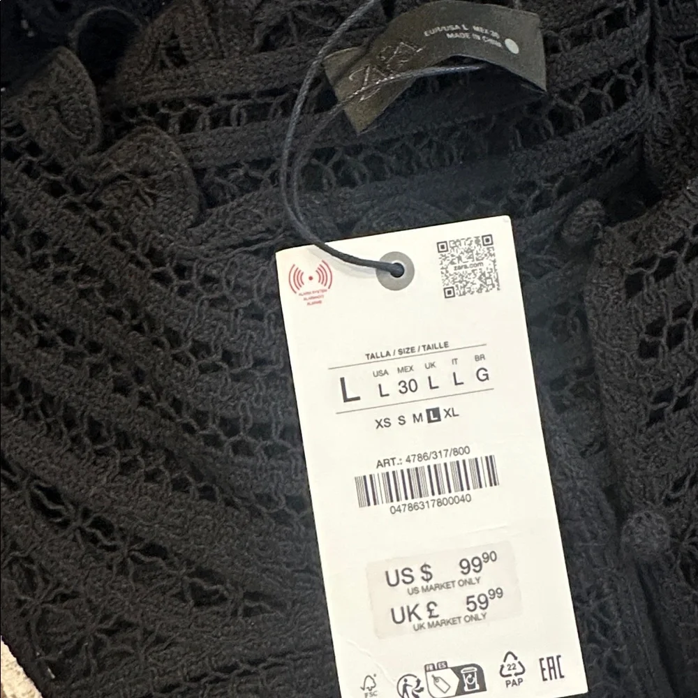 Zara limited edition Black Crochet Lace Blouse